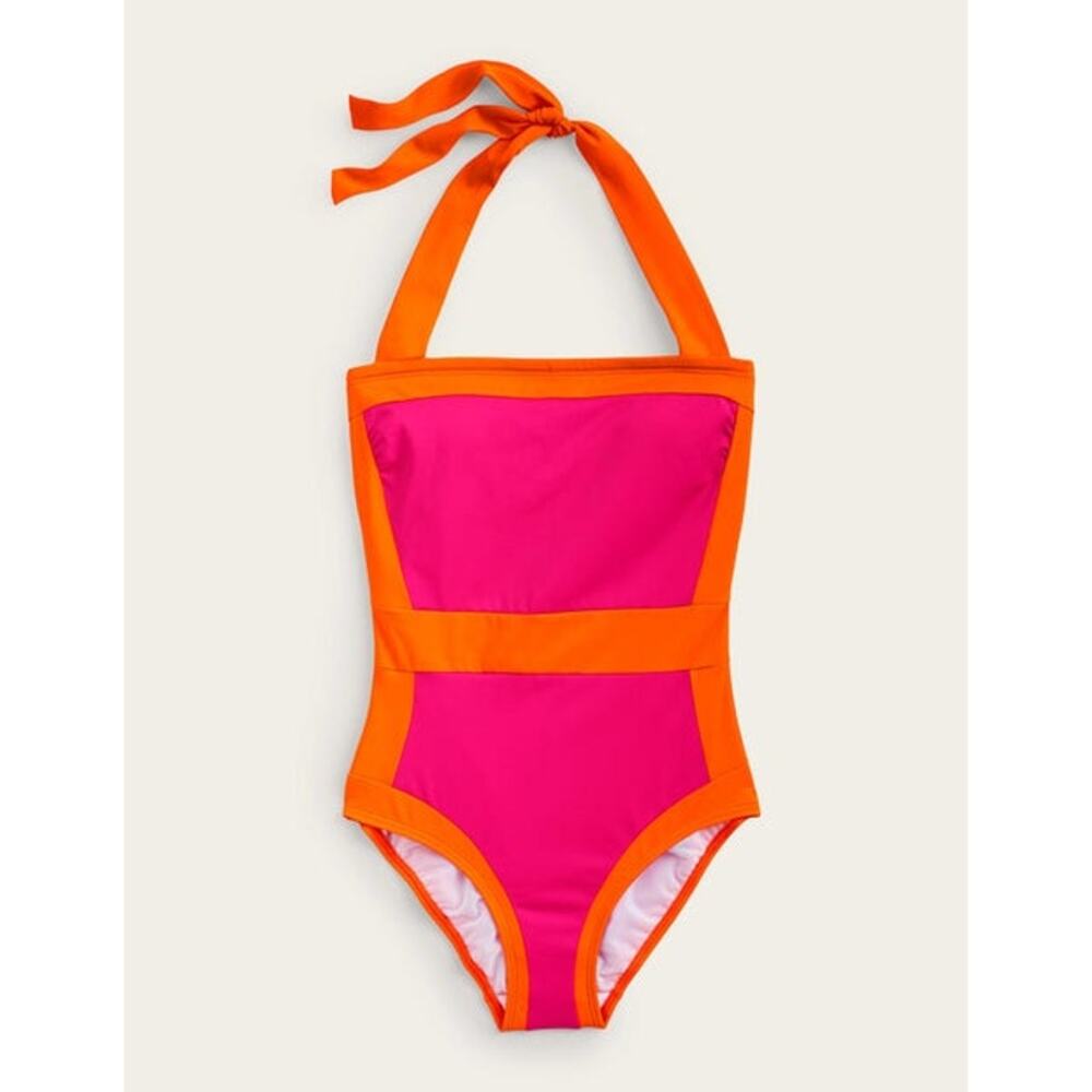 Boden Fuchsia and Tangerine One Piece Santorini Swimsuit 14 long